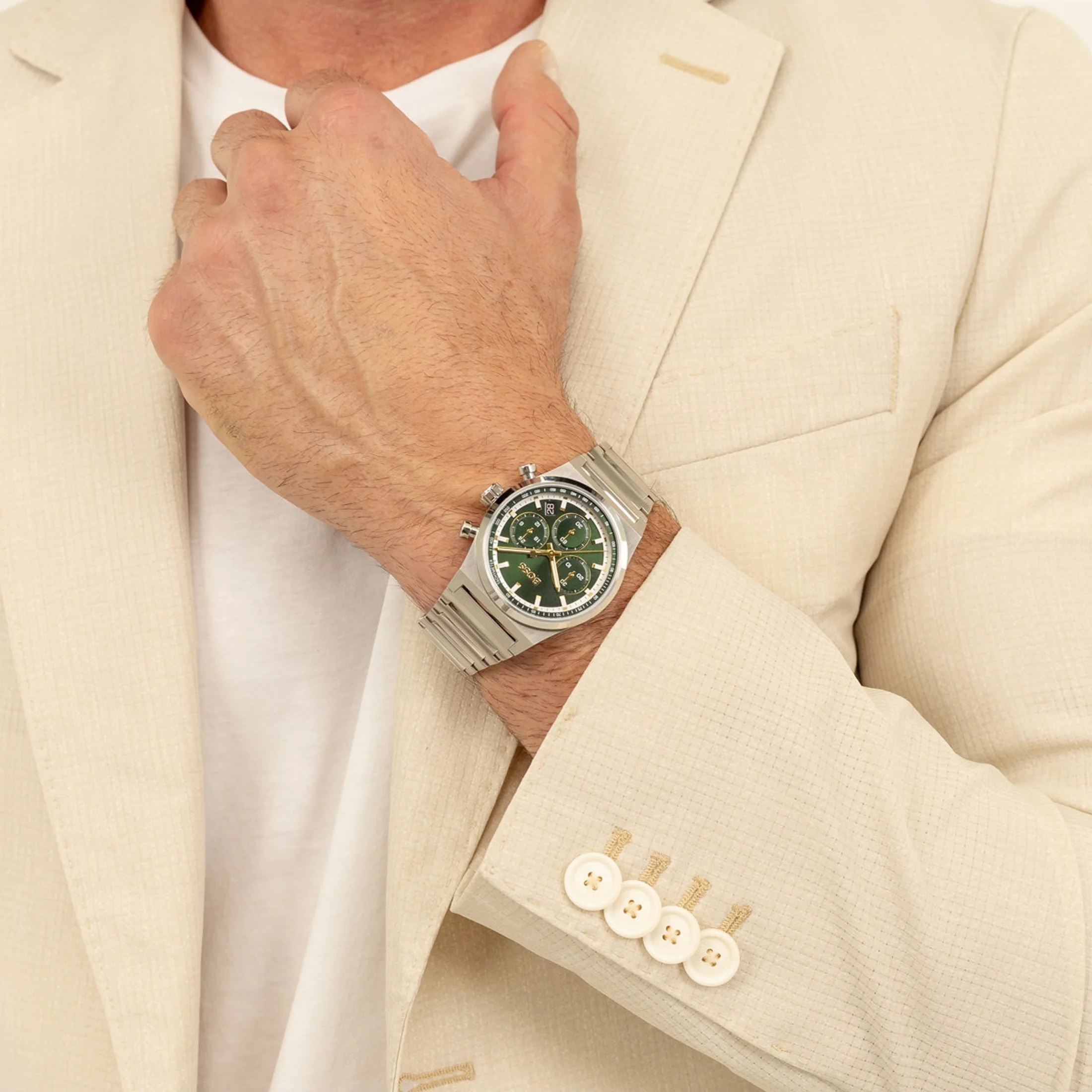 BOSS Candor Chronograph Green Dial 41mm Silver Stainless Steel Bracelet 1514220 - 4