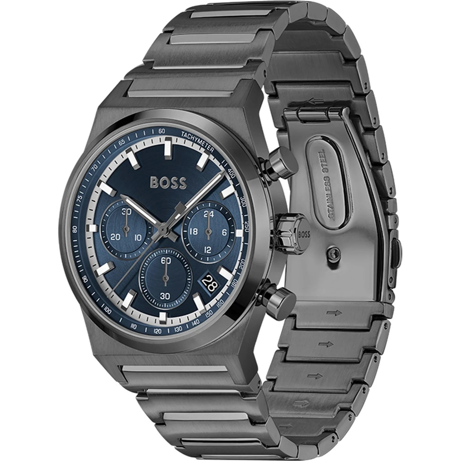 BOSS Candor Chronograph Blue Dial 41mm Black Stainless Steel Bracelet 1514223 - 