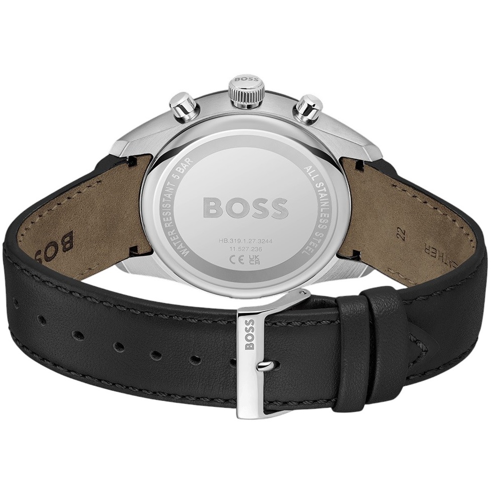 BOSS Grand Prix Chronograph Black Dial 44mm Silver Stainless Steel Black Leather Strap 1514224 - 3