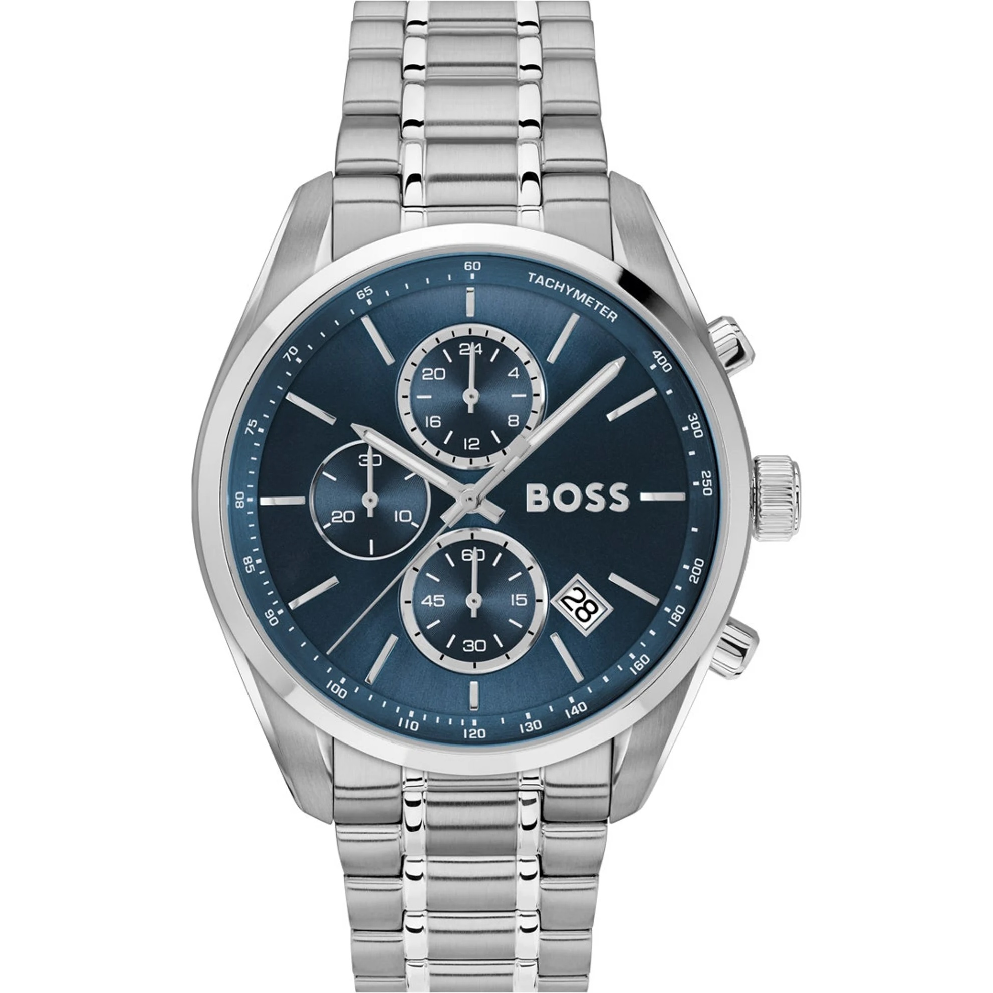 BOSS Grand Prix Chronograph Blue Dial 44mm Silver Stainless Steel Bracelet 1514226 - 