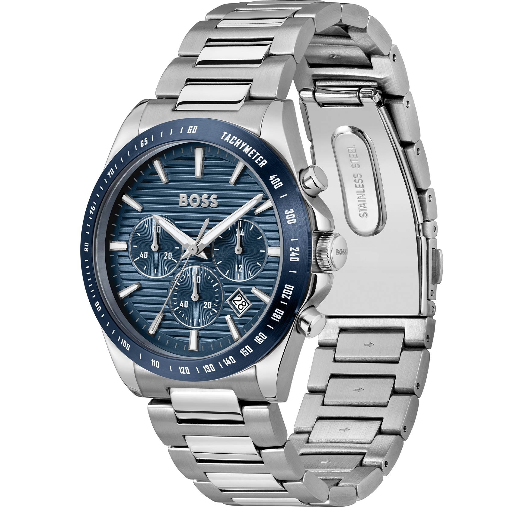 BOSS Strike Chronograph Blue Dial 41mm Silver Stainless Steel Bracelet 1514240 - 3