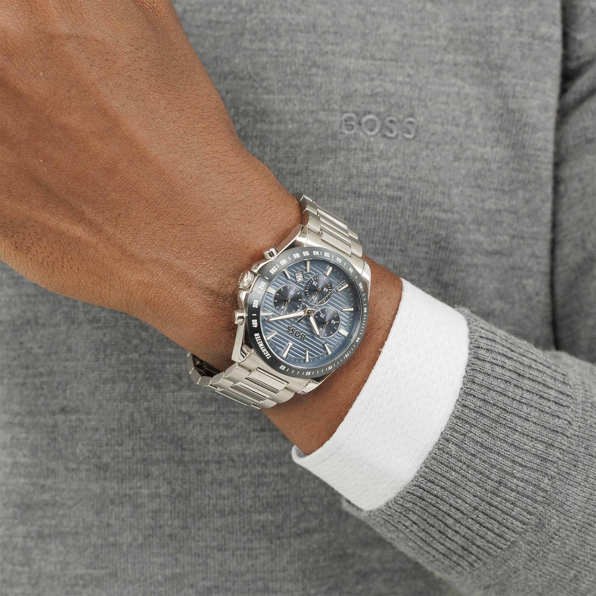 BOSS Strike Chronograph Blue Dial 41mm Silver Stainless Steel Bracelet 1514240 - 4