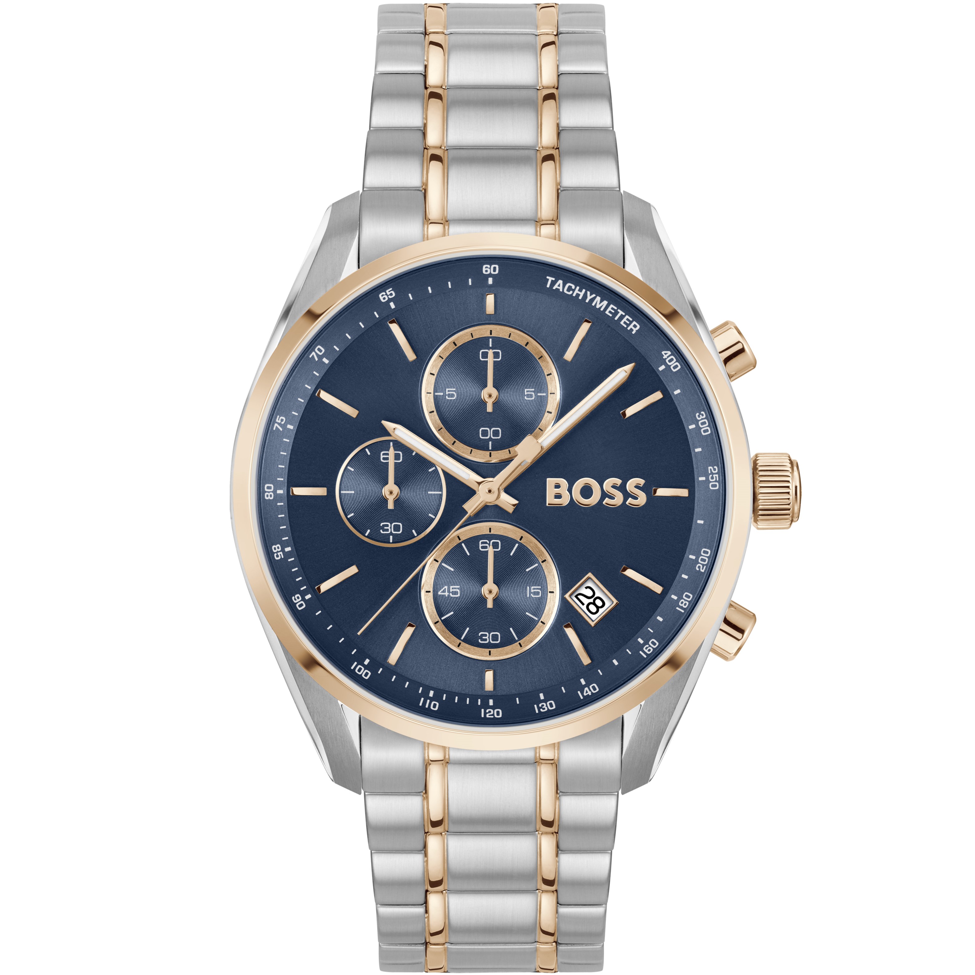 BOSS Grand Prix Chronograph Blue Dial 44mm Two-Tone Rose Gold & Silver Stainless Steel Bracelet 1514260 - 