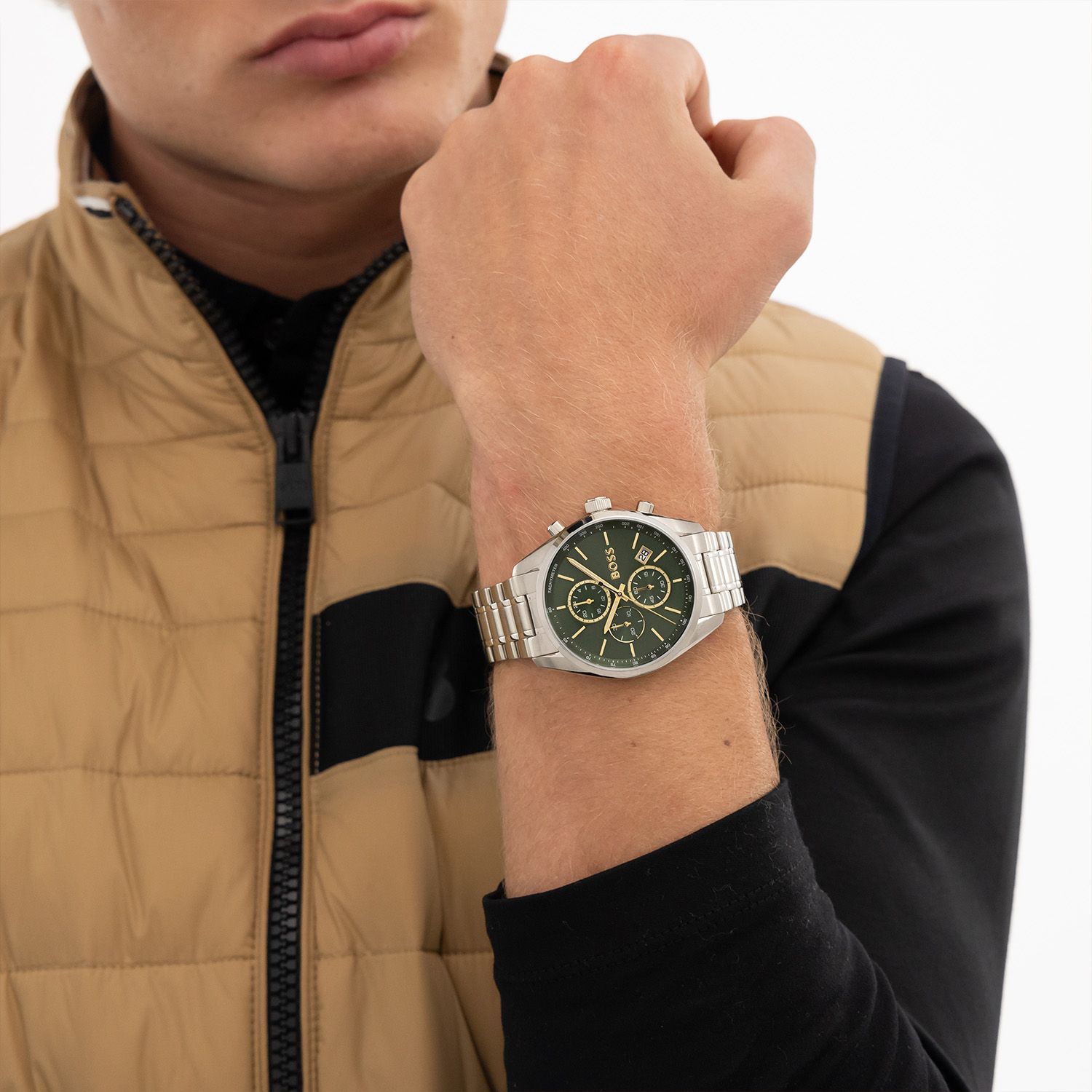 BOSS Grand Prix Chronograph Green Dial 40mm Silver Stainless Steel Bracelet 1514265 - 