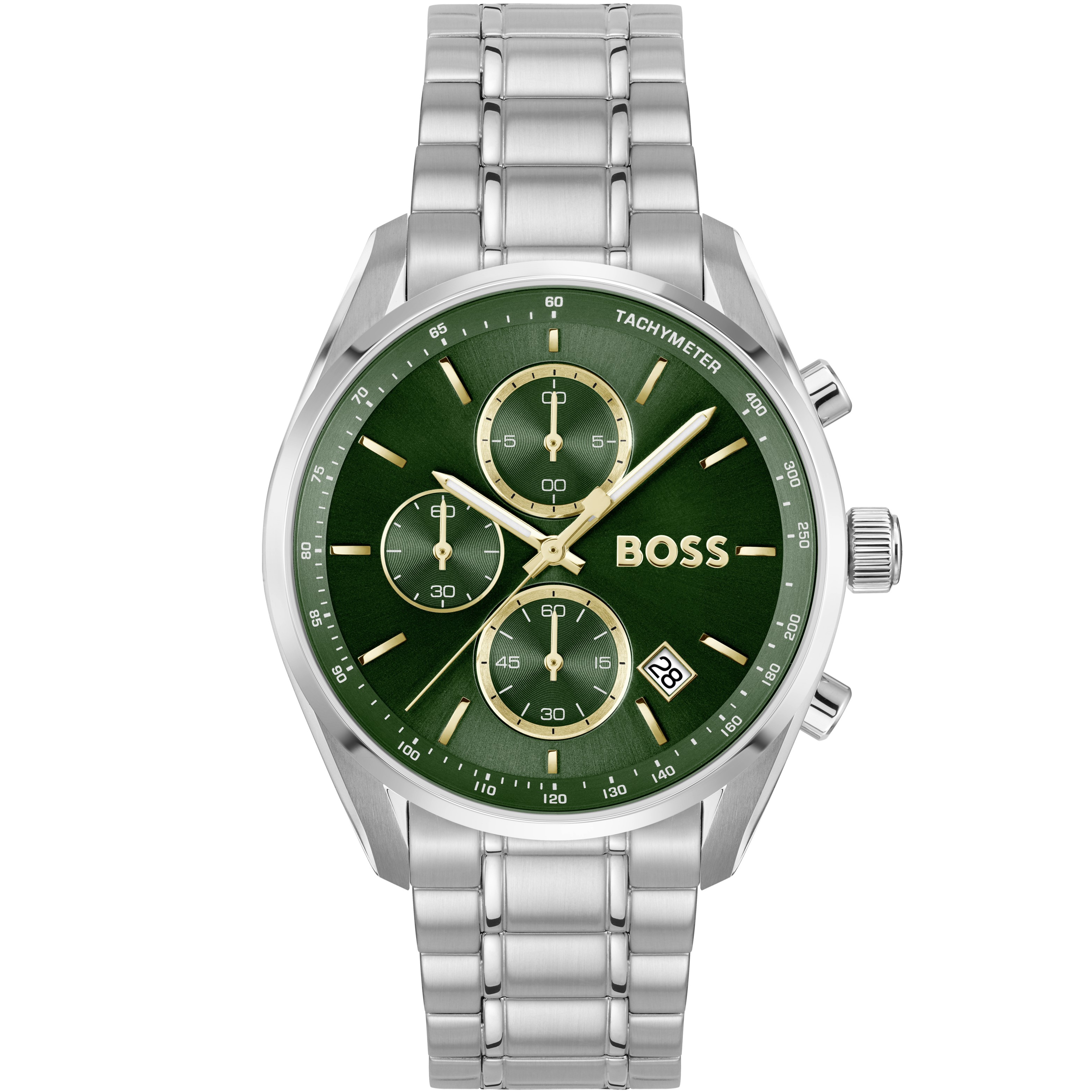 BOSS Grand Prix Chronograph Green Dial 40mm Silver Stainless Steel Bracelet 1514265 - 