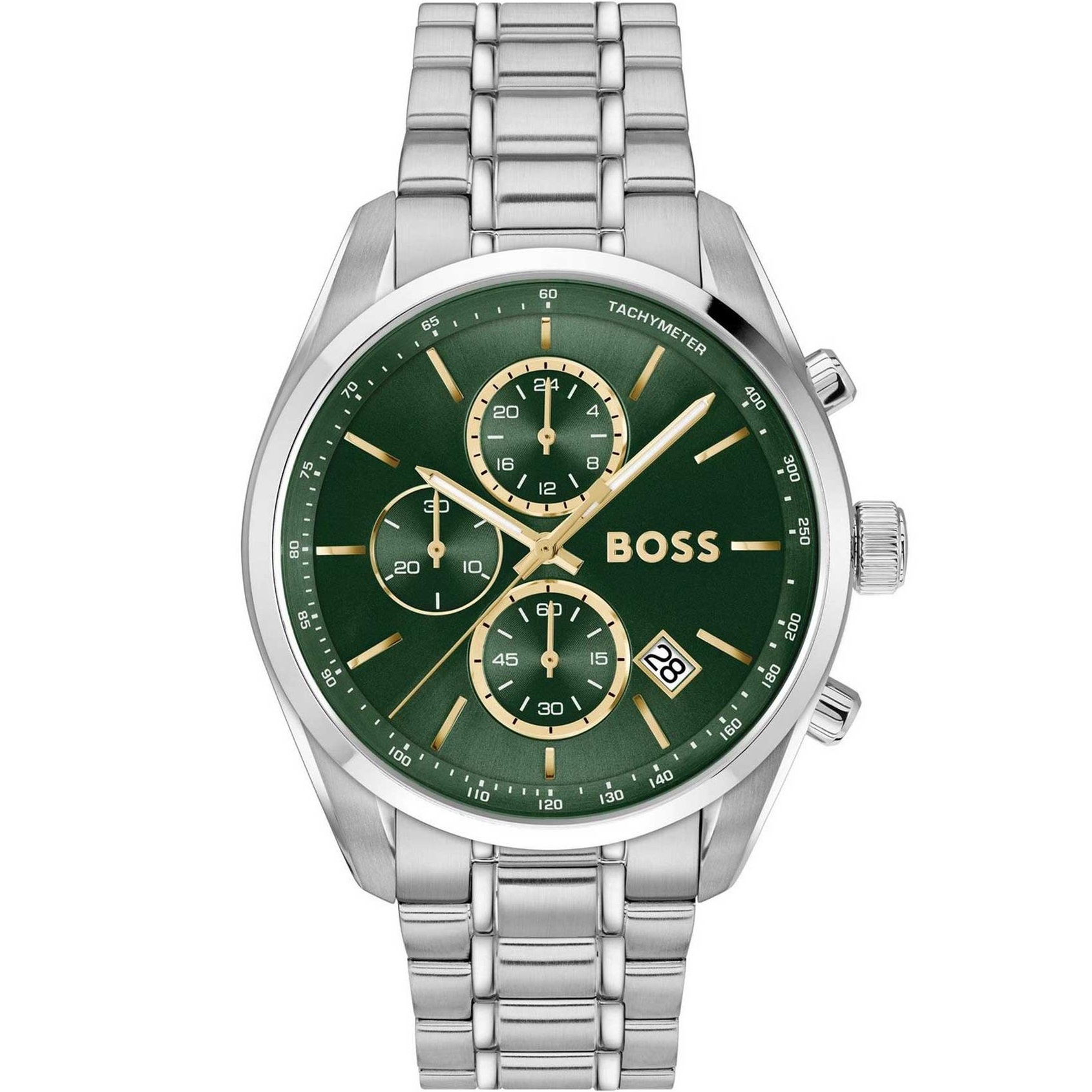 BOSS Grand Prix Chronograph Green Dial 43mm Silver Stainless Steel Bracelet 1514266 - 