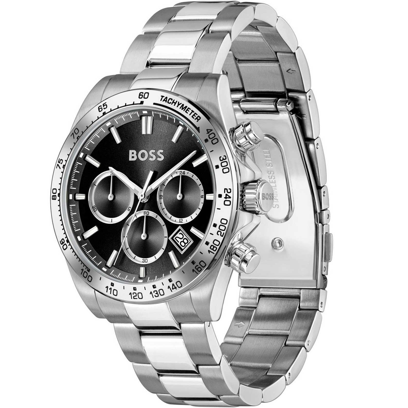 BOSS Hero Chronograph Black Dial 43mm Silver Stainless Steel Bracelet 1514267 - 3
