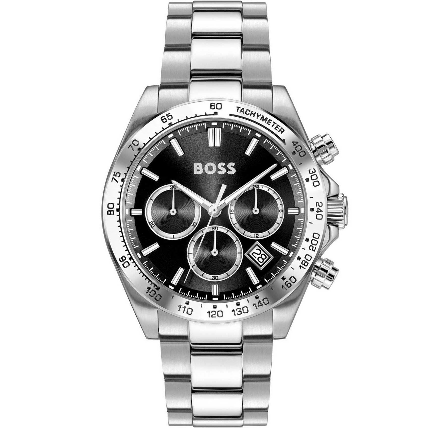 BOSS Hero Chronograph Black Dial 43mm Silver Stainless Steel Bracelet 1514267 - 