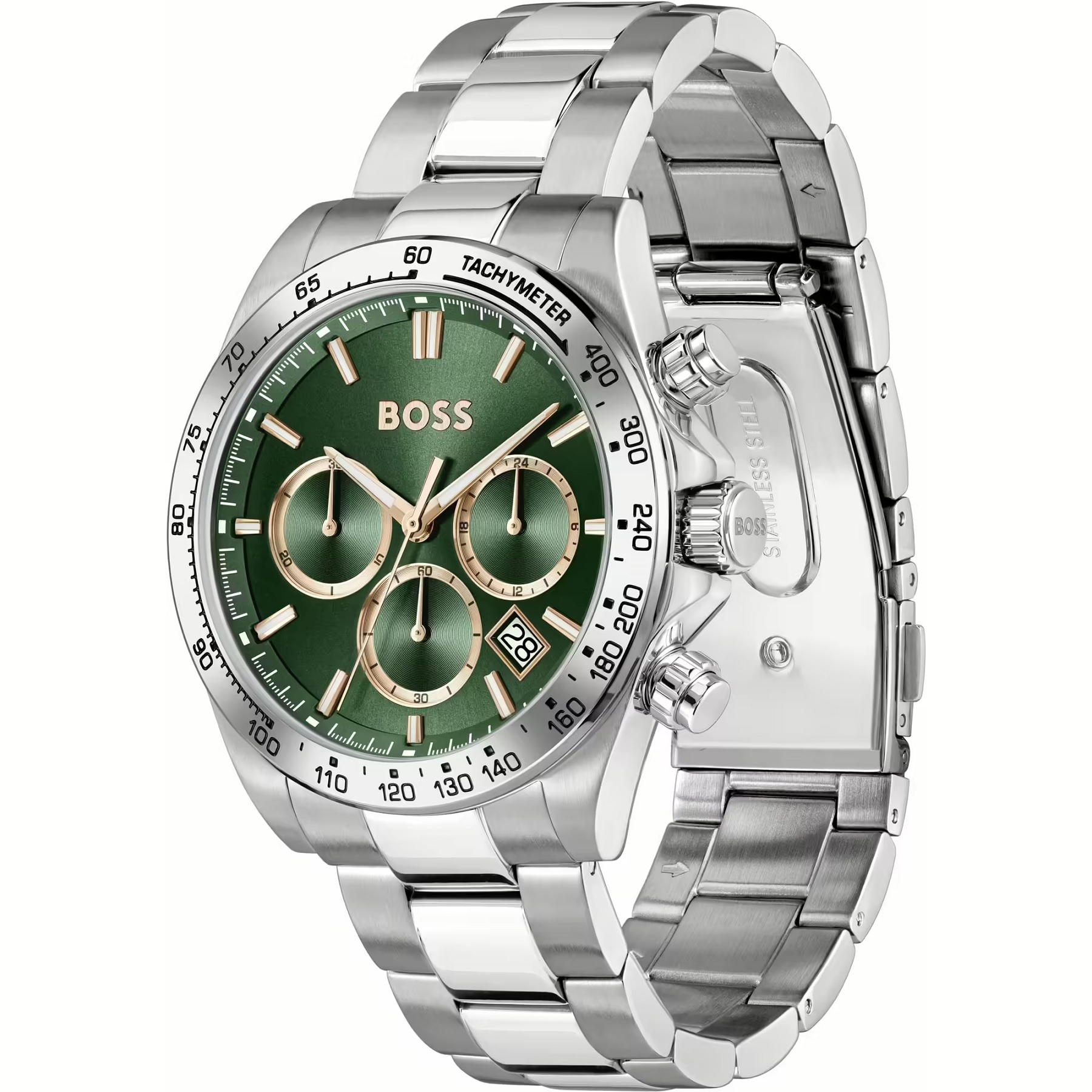 BOSS Hero Chronograph Green Dial 43mm Silver Stainless Steel Bracelet 1514268 - 3