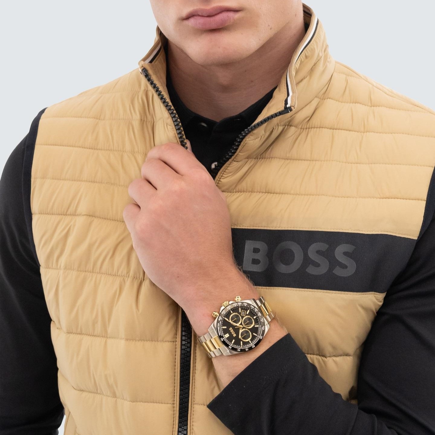 BOSS Hero Chronograph Black Dial 43mm Gold and Silver Stainless Steel Bracelet 1514269 - 4