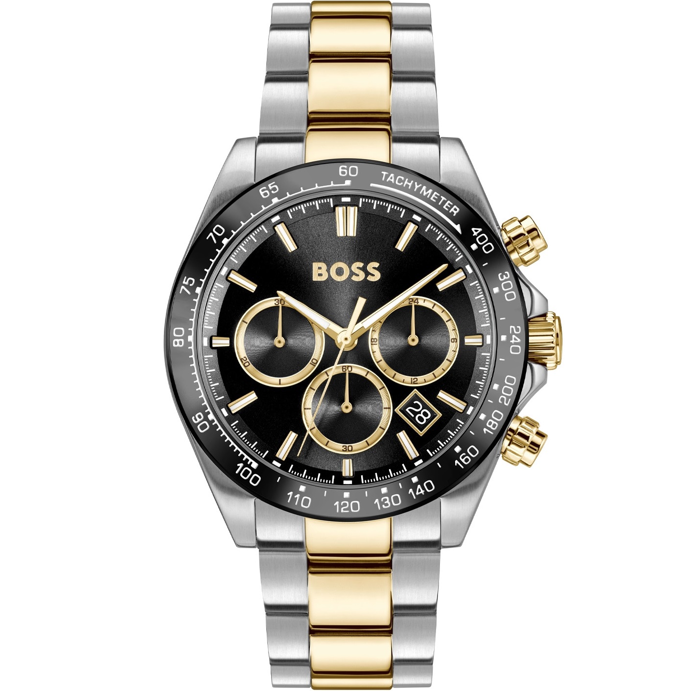 BOSS Hero Chronograph Black Dial 43mm Gold and Silver Stainless Steel Bracelet 1514269 - 