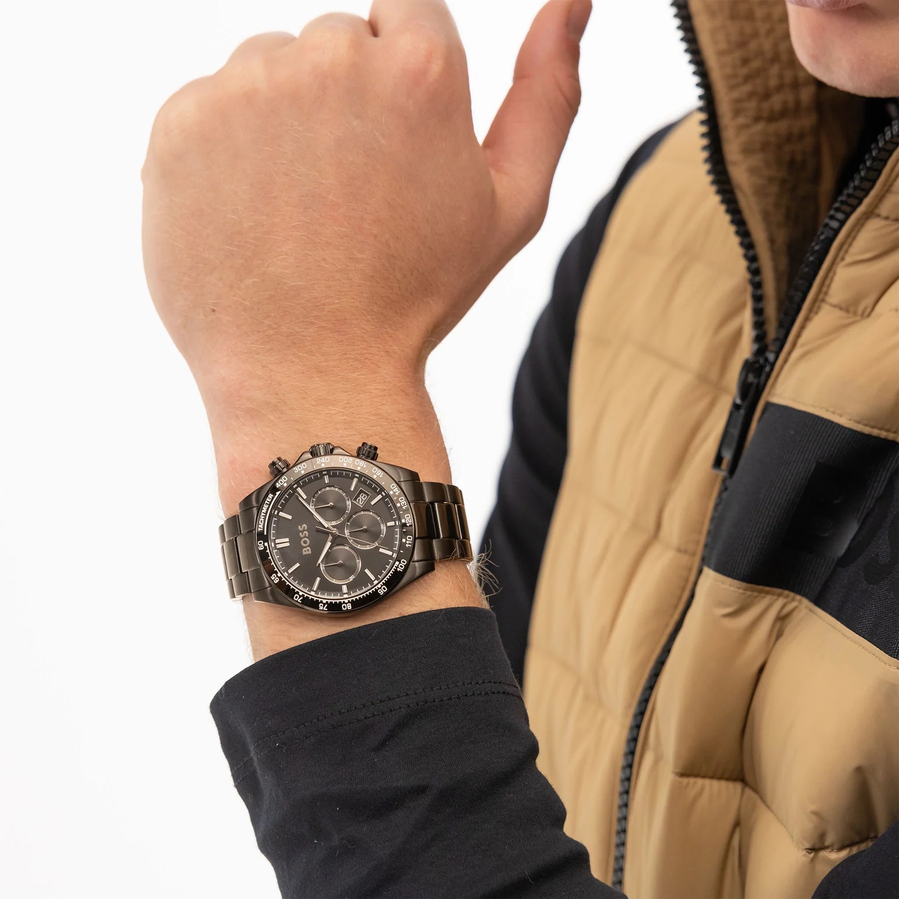 BOSS Tourmaster Chronograph Black Dial 43mm Black Stainless Steel Bracelet 1514271 - 
