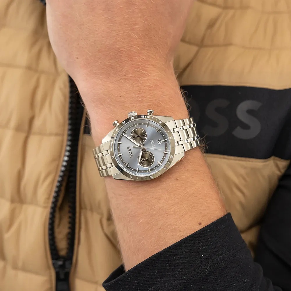 BOSS Tourmaster Dual Time Light Blue Dial 41mm Silver Stainless Steel Bracelet 1514286 - 