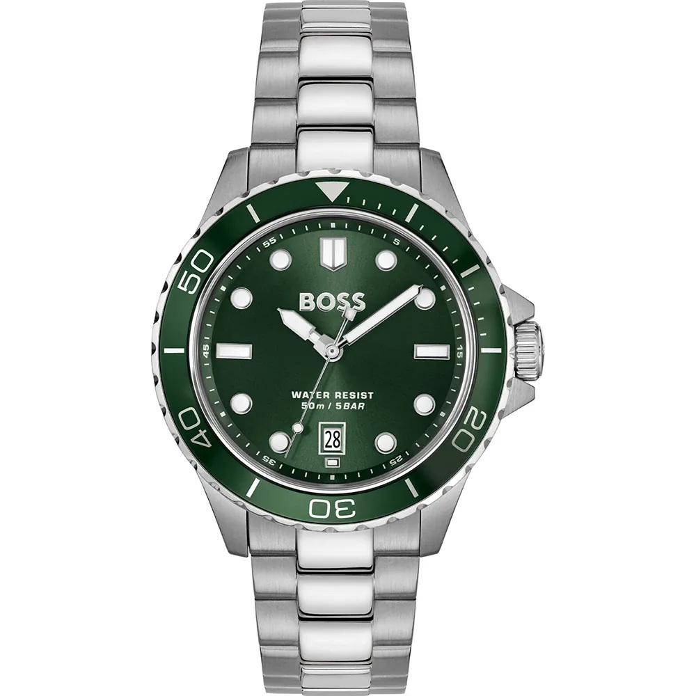 BOSS Troper Green Dial 41mm Silver Stainless Steel Bracelet 1514294 - 