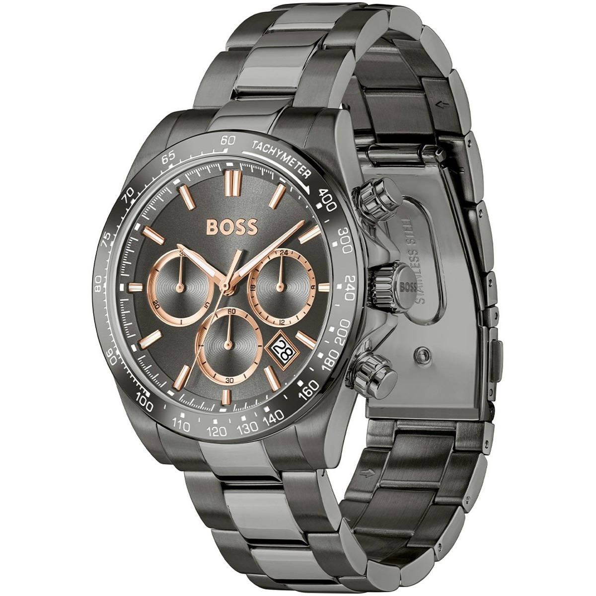 BOSS Hero Chronograph Black Dial 43mm Grey Stainless Steel Bracelet 1514269 - 3