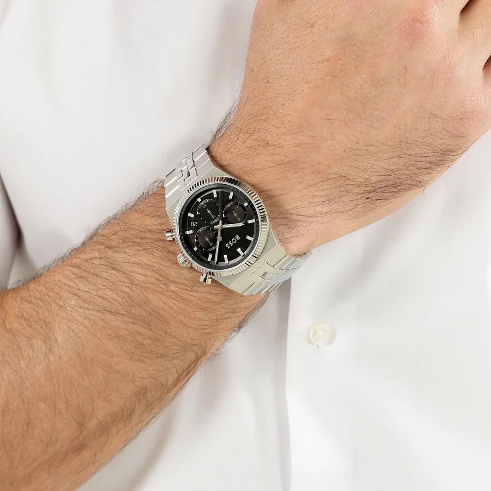 BOSS Candor Chronograph Black Dial 41mm Silver Stainless Steel Bracelet 1514307 - 