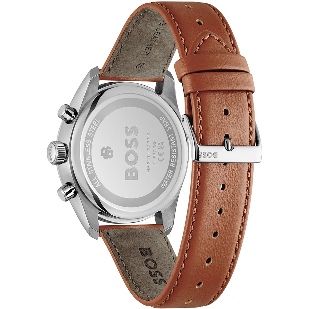 BOSS Grand Prix Chronograph White Dial 44mm Silver Stainless Steel Brown Leather Strap 1514313 - 3