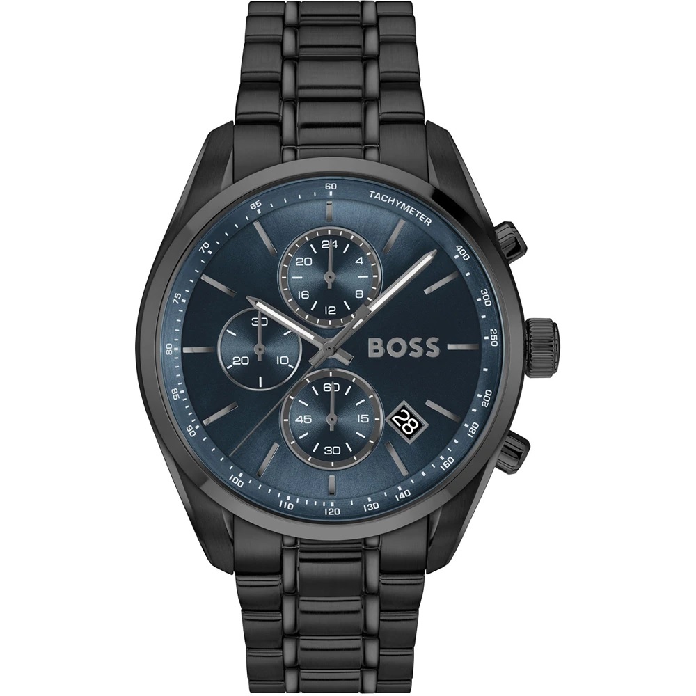 BOSS Grand Prix Chronograph Blue Dial 44mm Black Stainless Steel Bracelet 1514314 - 