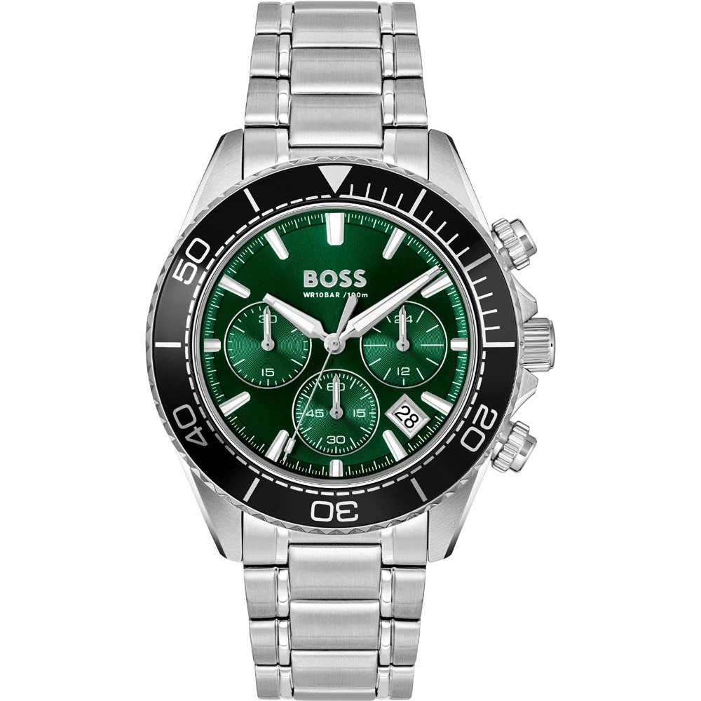 BOSS Sealiner Chronograph Green Dial 44mm Silver Stainless Steel Bracelet 1514321 - 