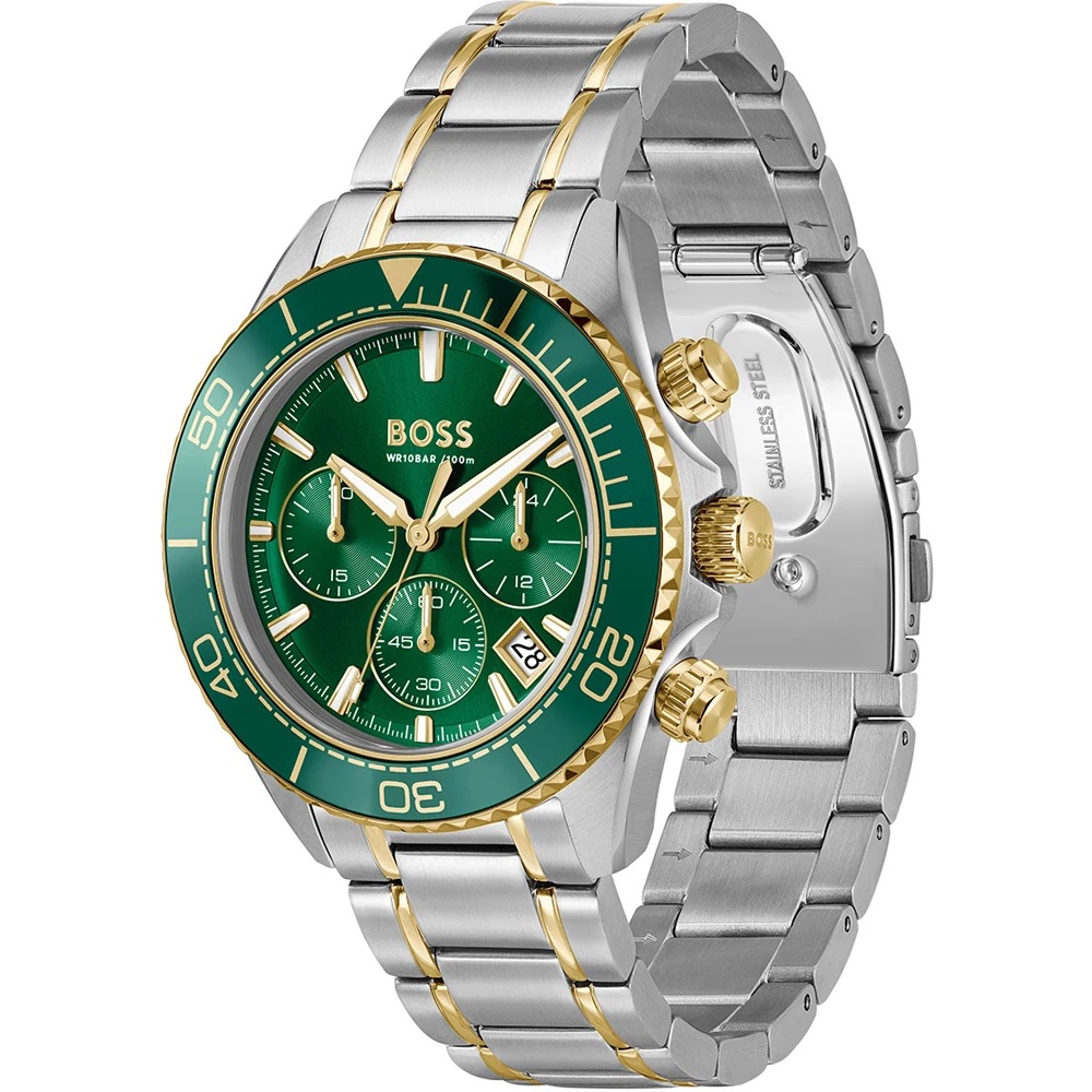 BOSS Sealiner Chronograph Green Dial 44mm Gold And Silver Stainless Steel Bracelet 1514325 - 3