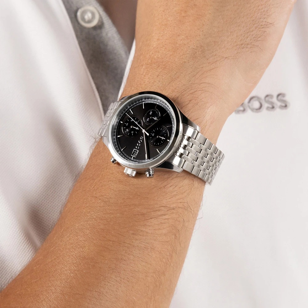 BOSS Stratus Chronograph Black Dial 41mm Silver Stainless Steel Bracelet 1514328 - 