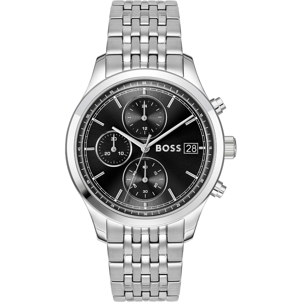BOSS Stratus Chronograph Black Dial 41mm Silver Stainless Steel Bracelet 1514328 - 