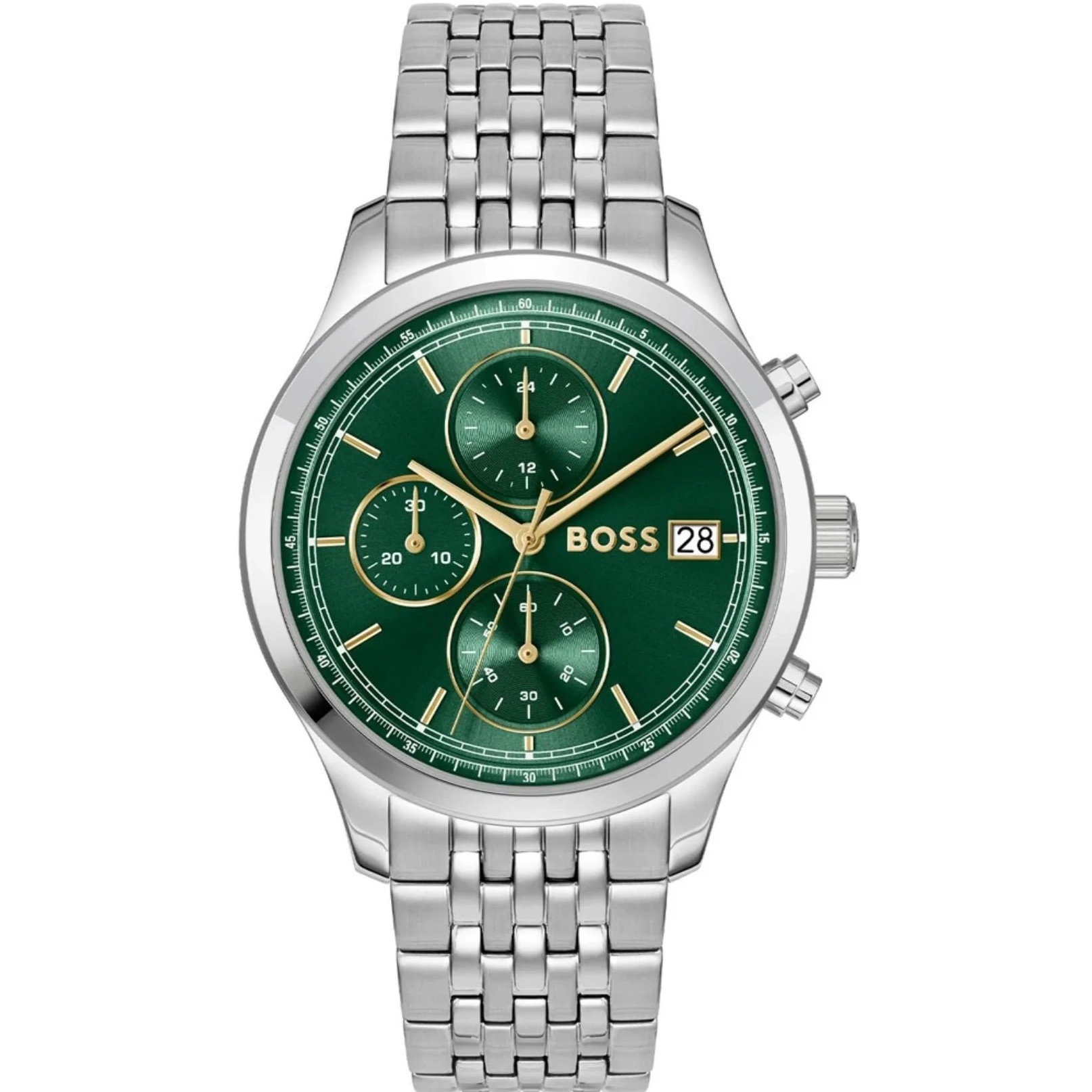 BOSS Stratus Chronograph Green Dial 41mm Silver Stainless Steel Bracelet 1514330 - 