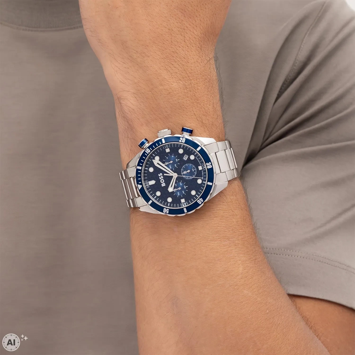 BOSS Chromonatix Chronograph Blue Dial 44mm Silver Stainless Steel Bracelet 1514338 - 