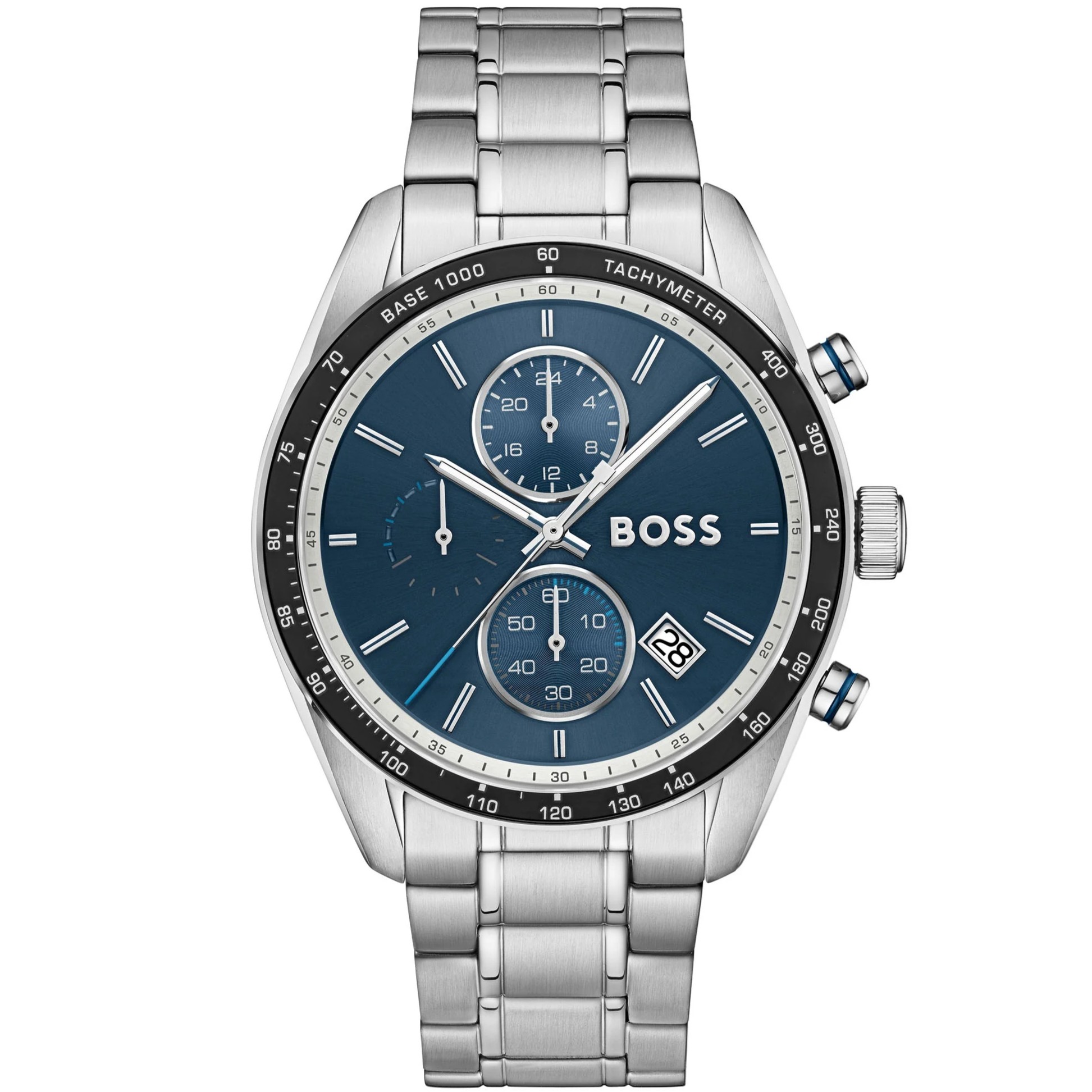 BOSS Grand Prix Chronograph Blue Dial 44mm Silver Stainless Steel Bracelet 1514344 - 