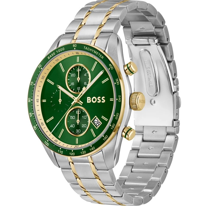 BOSS Grand Prix Chronograph Green Dial 44mm Two-Tone Gold Stainless Steel Bracelet 1514345 - 