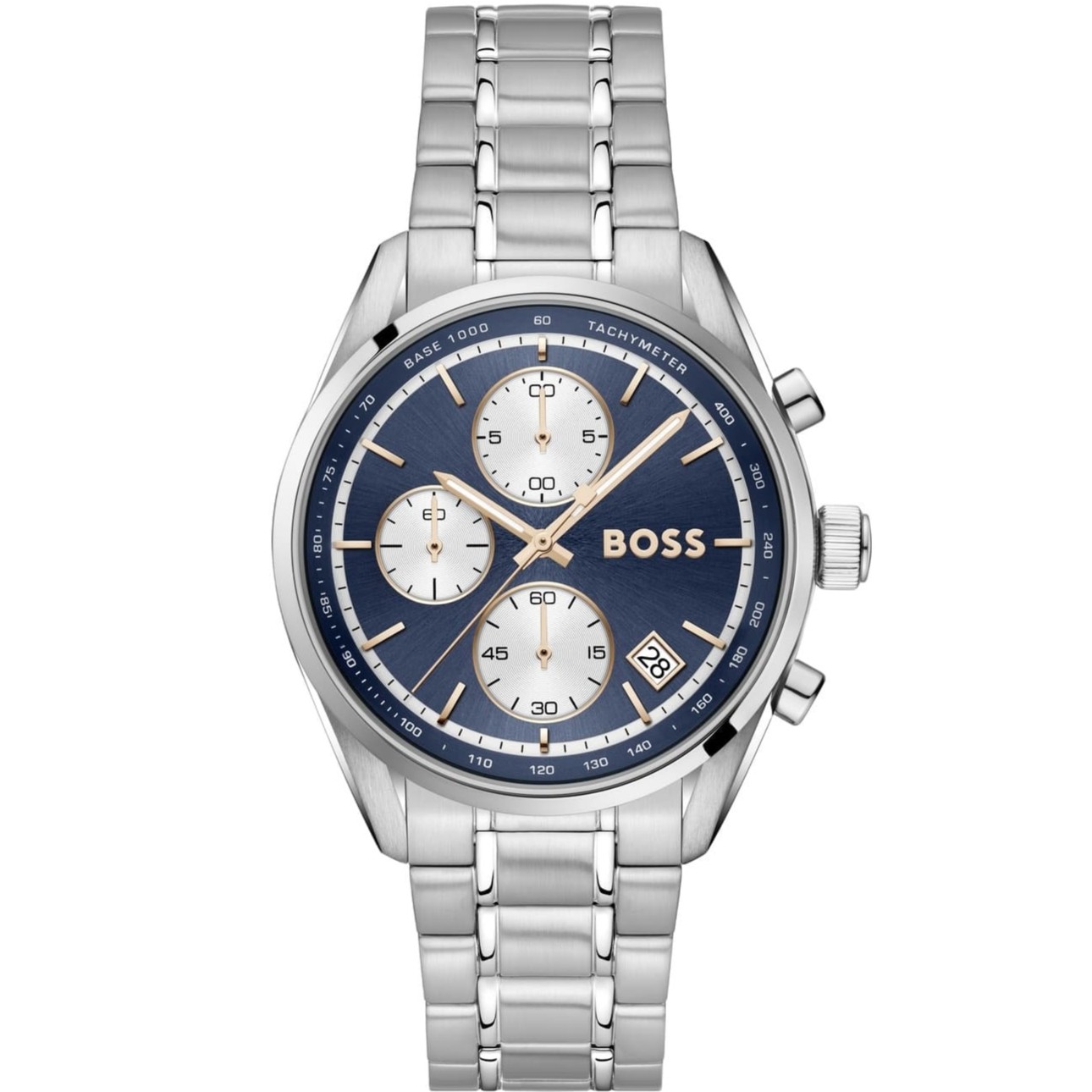 BOSS Grand Prix Chronograph Blue Dial 44mm Silver Stainless Steel Bracelet 1514360 - 