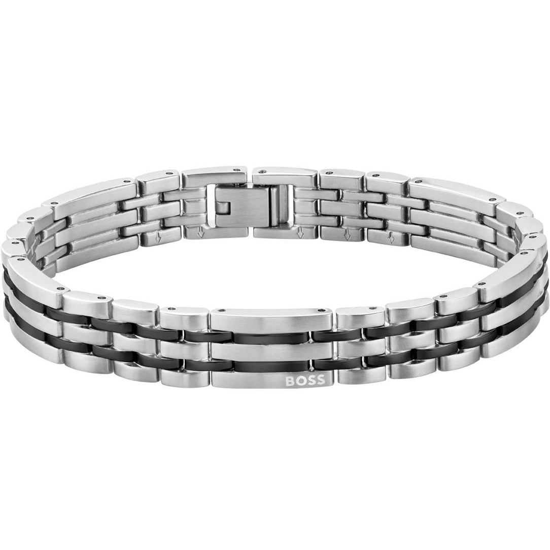 ΒΡΑΧΙΟΛΙ Ανδρικό BOSS από Μαύρο και Ασημί Ανοξείδωτο Ατσάλι 1580814 - 