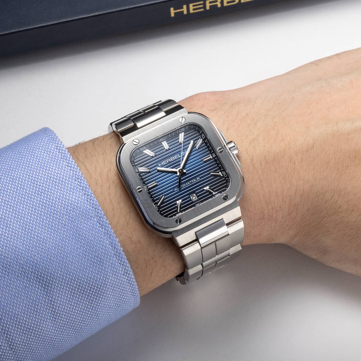 HERBELIN Cap Camarat Automatic Square Blue Gradient Dial 39mm Silver Stainless Steel Bracelet 1646B15 - 