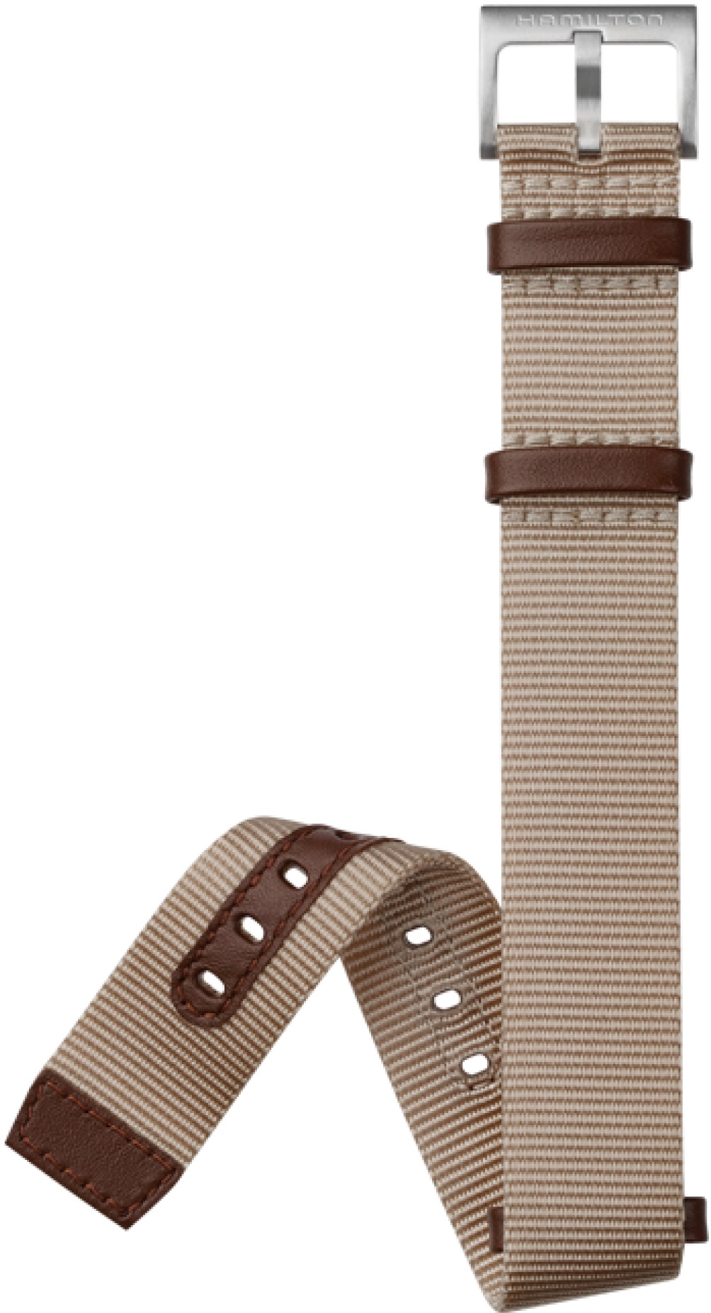 HAMILTON Official Nato Strap 20-20mm Beige Polyester with Silver Hardware H690694103 - 
