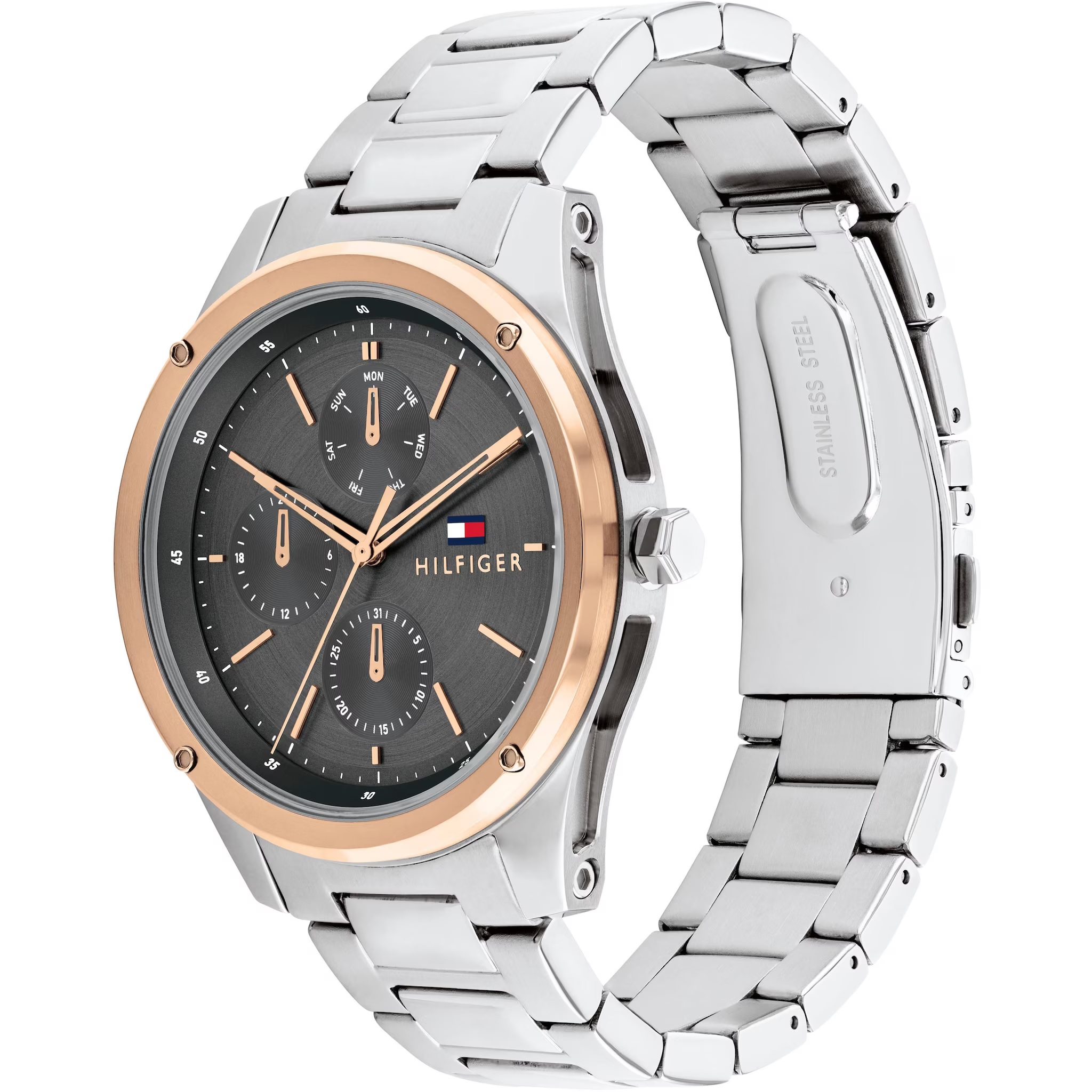 TOMMY HILFIGER Tyler Multifunction 43.5mm Rose Gold & Silver Stainless Steel Bracelet 1710541 - 