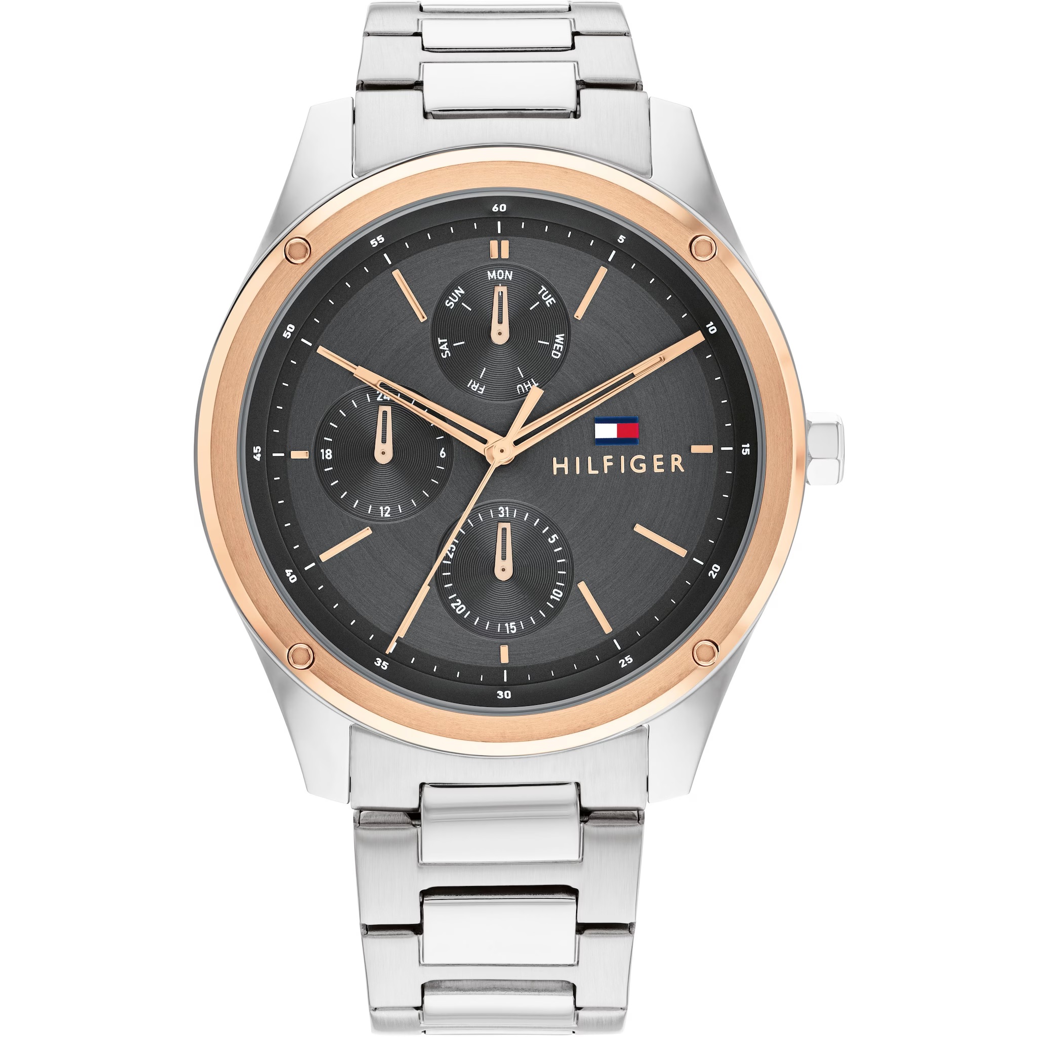 TOMMY HILFIGER Tyler Multifunction 43.5mm Rose Gold & Silver Stainless Steel Bracelet 1710541 - 