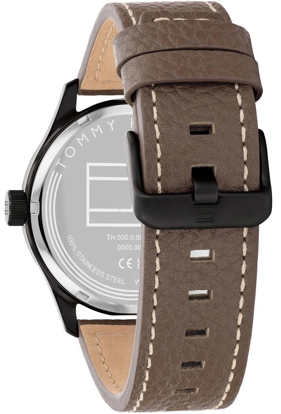 TOMMY HILFIGER Forrest 43mm Black Stainless Steel Brown Leather Strap 1710560 - 3