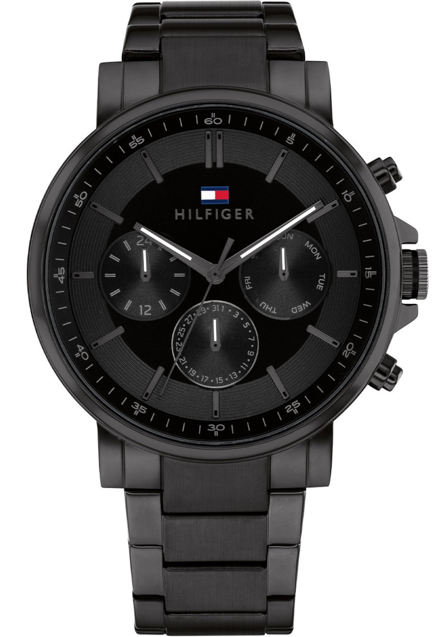 TOMMY HILFIGER Tyson Multifunction Black Dial 44mm Black Stainless Steel Bracelet 1710590 - 