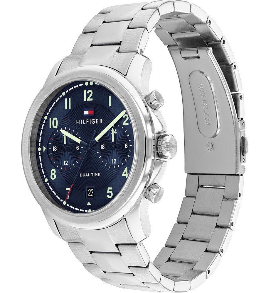 TOMMY HILFIGER Wesley Dual Time Blue Dial 42mm Silver Stainless Steel Bracelet 1710626 - 