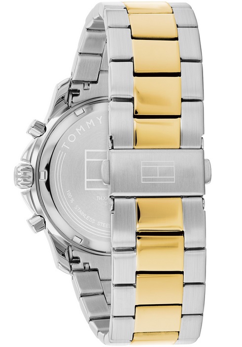 TOMMY HILFIGER Wesley Dual Time Black Dial 42mm Two Tone Gold Stainless Steel Bracelet 1710627 - 3
