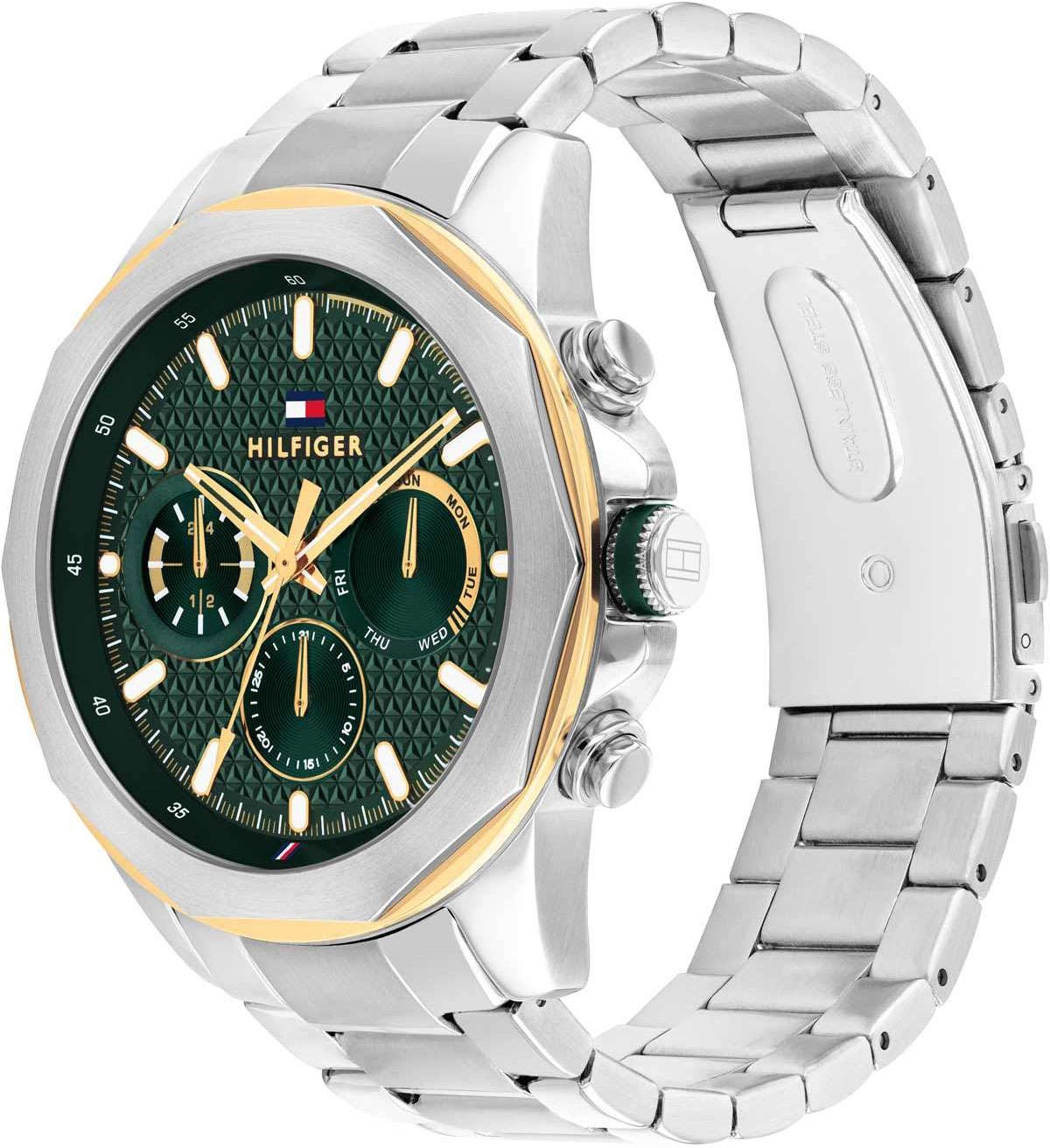 TOMMY HILFIGER Lars Multifunction Green Dial 46mm Two Tone Gold Stainless Steel Bracelet 1710651 - 