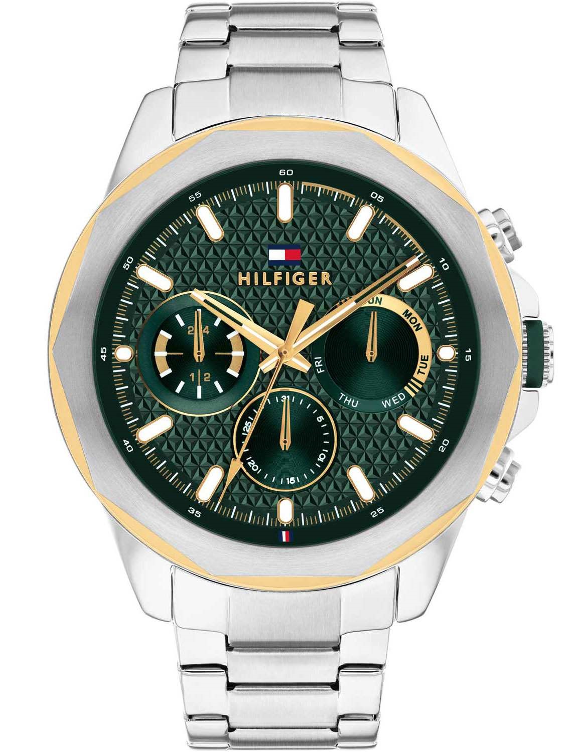 TOMMY HILFIGER Lars Multifunction Green Dial 46mm Two Tone Gold Stainless Steel Bracelet 1710651 - 