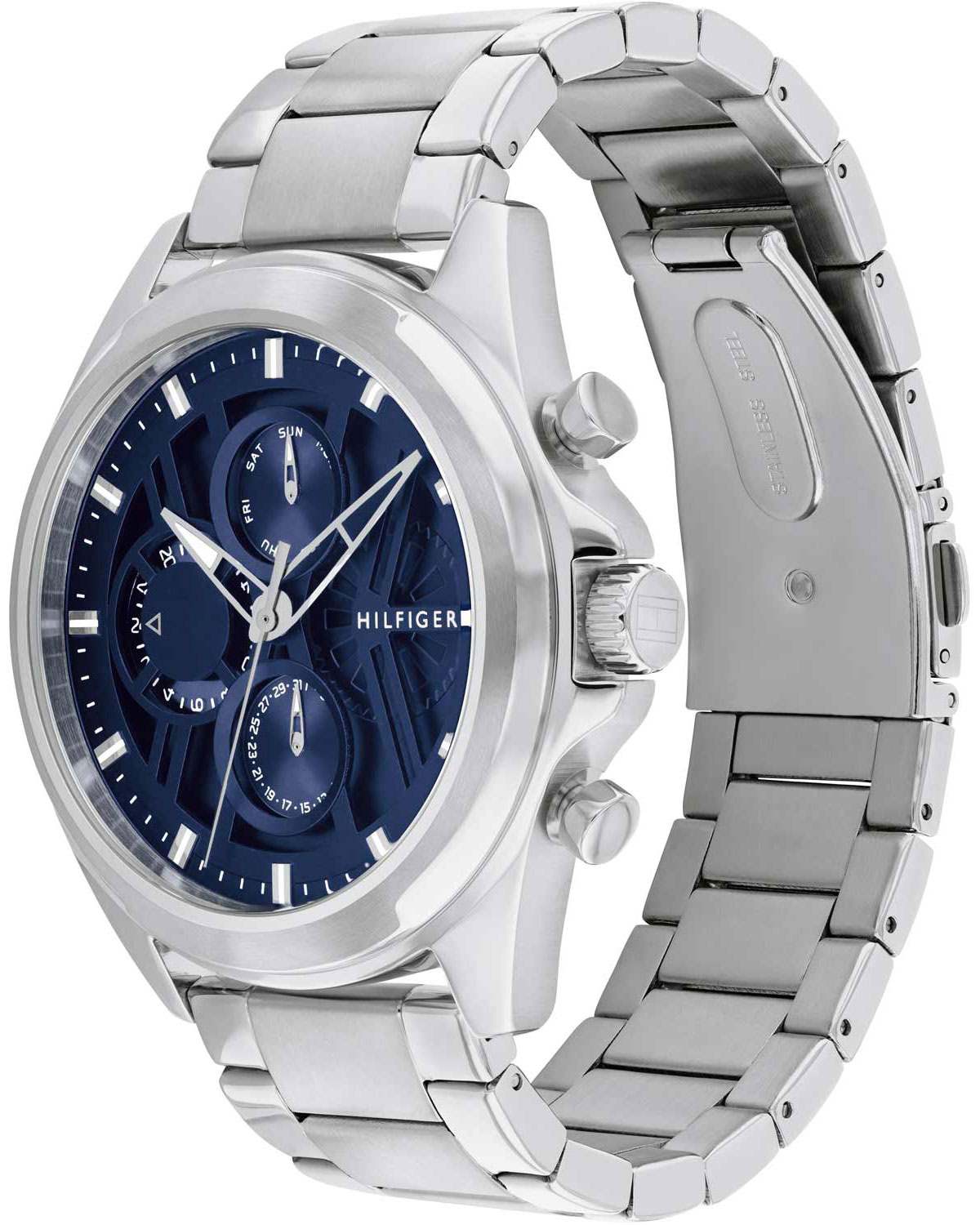TOMMY HILFIGER Jax Multifunction Blue Dial 44mm Silver Stainless Steel Bracelet 1710656 - 