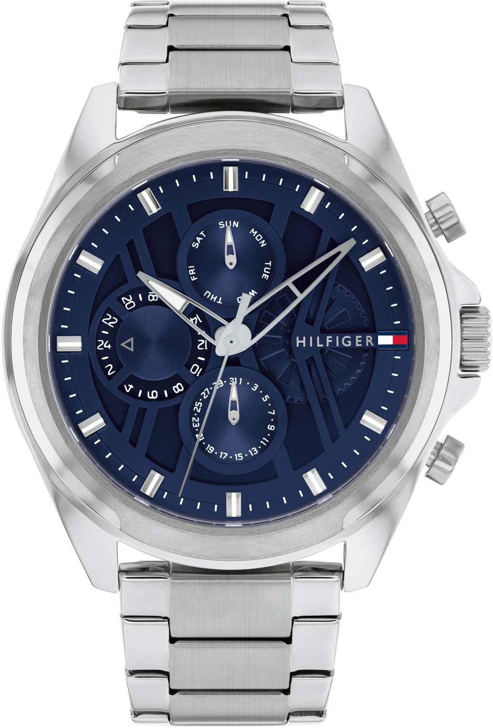 TOMMY HILFIGER Jax Multifunction Blue Dial 44mm Silver Stainless Steel Bracelet 1710656 - 