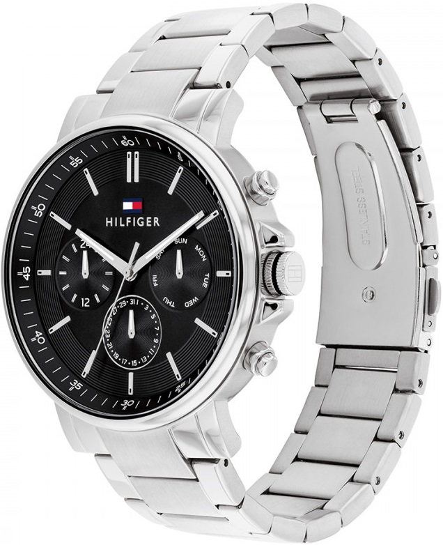TOMMY HILFIGER Tyson Multifunction Black Dial 44mm Silver Stainless Steel Bracelet 1710667 - 3