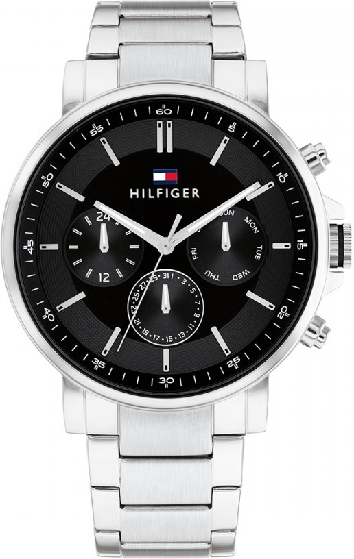 TOMMY HILFIGER Tyson Multifunction Black Dial 44mm Silver Stainless Steel Bracelet 1710667 - 