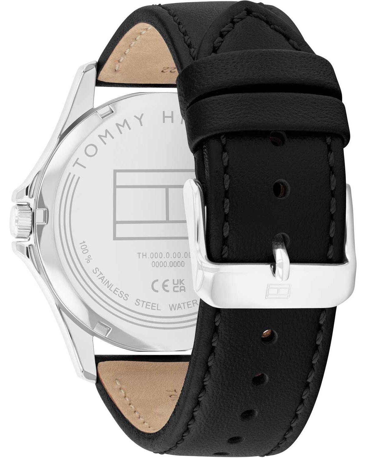TOMMY HILFIGER Bruce Black Dial 43mm Silver Stainless Steel Black Leather Strap 1710668 - 3