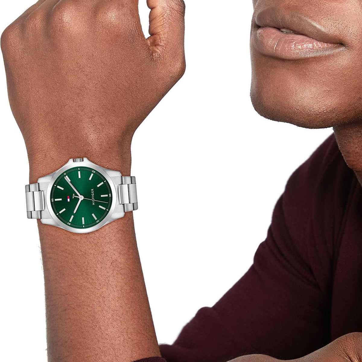 TOMMY HILFIGER Bruce Green Dial 43mm Silver Stainless Steel Bracelet 1710672 - 