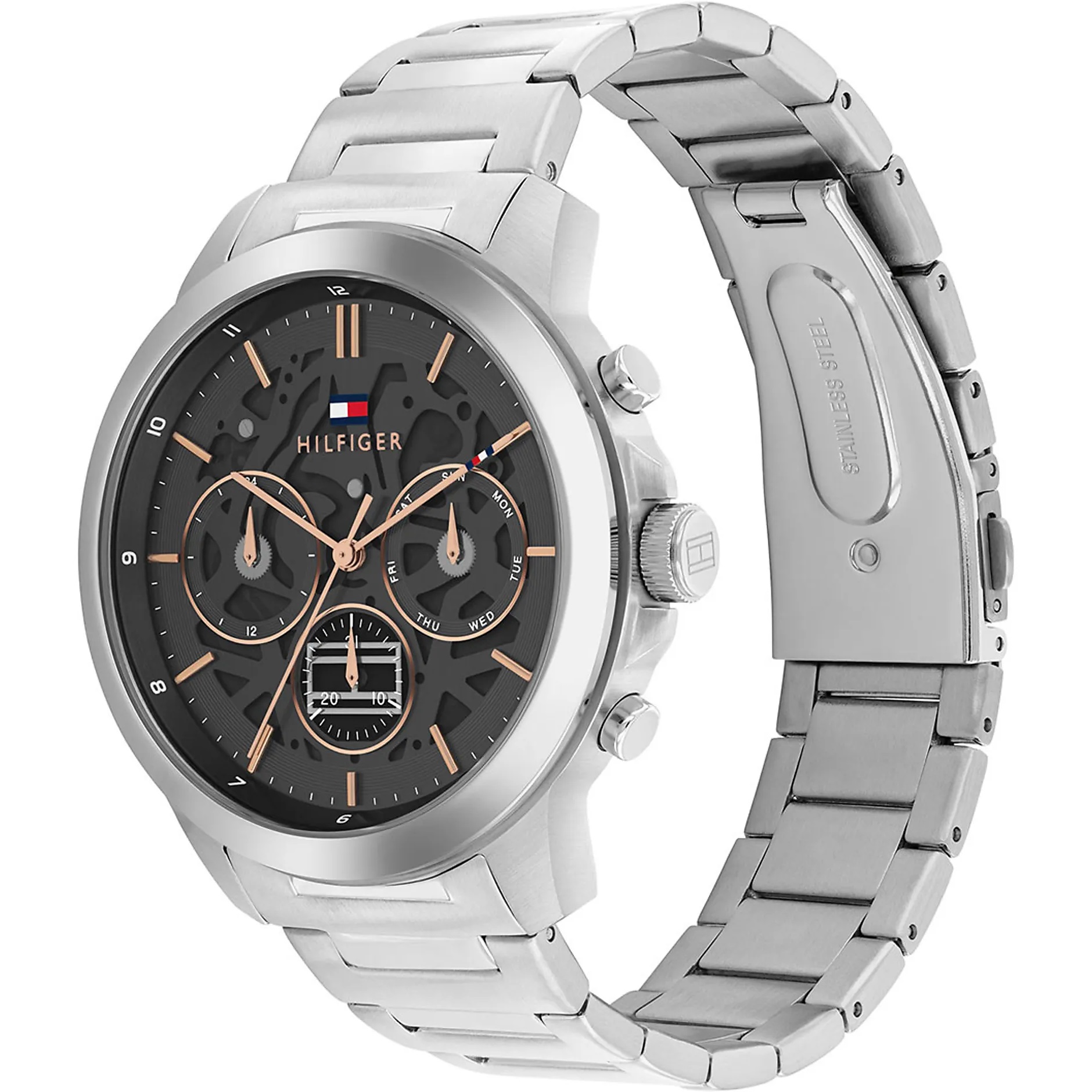 TOMMY HILFIGER Henry Multifunction Gray Dial 44mm Silver Stainless Steel Bracelet 1710683 - 