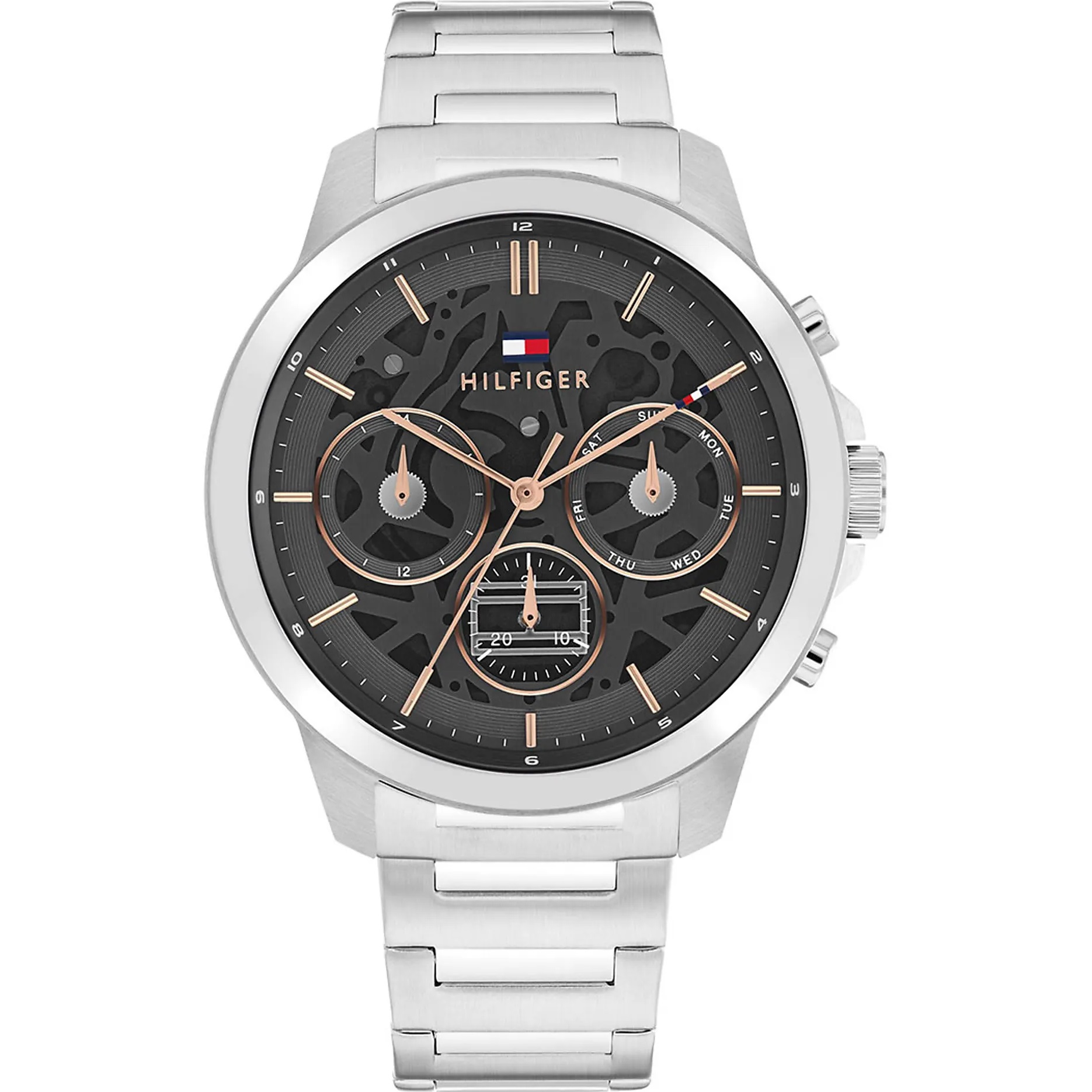 TOMMY HILFIGER Henry Multifunction Gray Dial 44mm Silver Stainless Steel Bracelet 1710683 - 